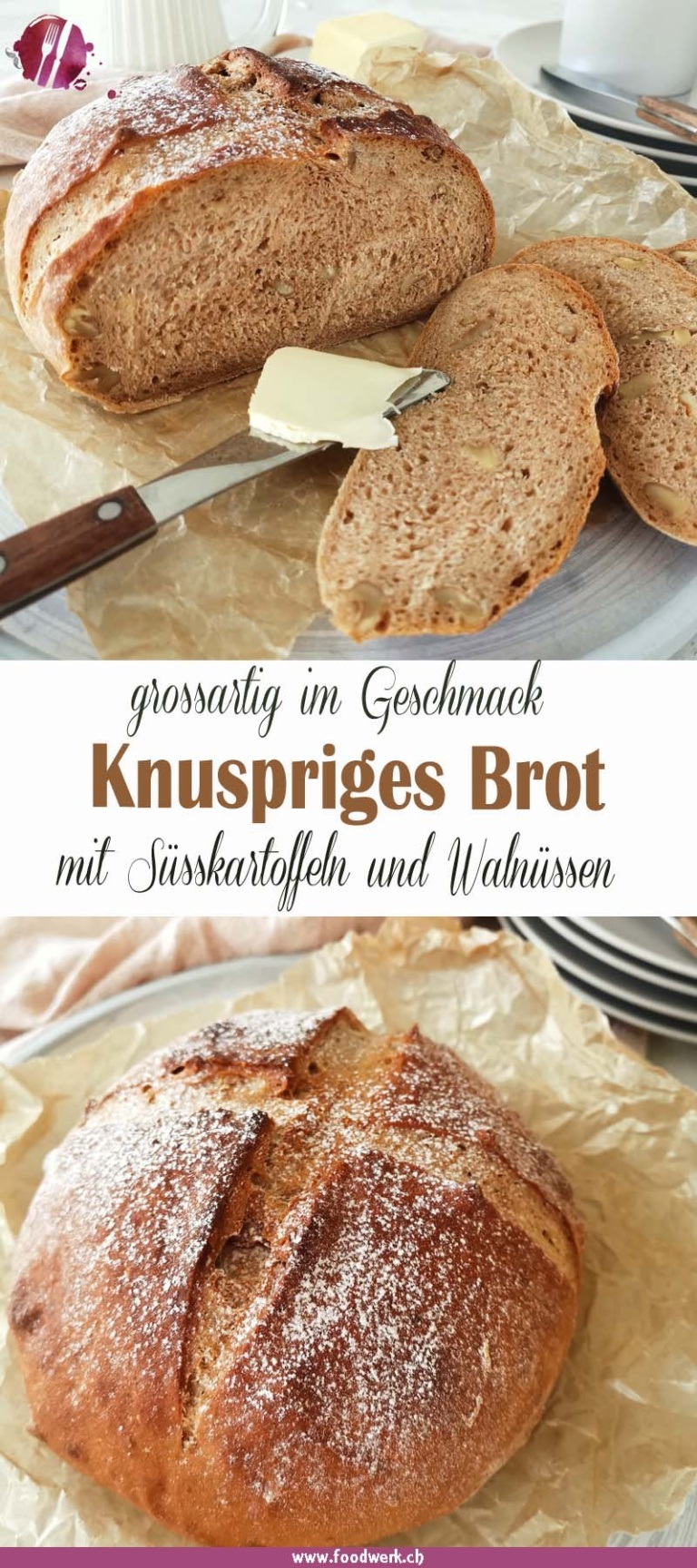 Süsskartoffel Brot mit Walnüssen herrlich aromatisch Food Blog